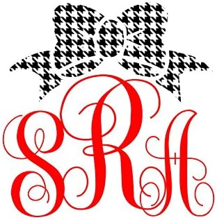 Bow Initials/houndstooth/red / Add Your Personalized Initials