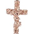 14K Rose Gold Floral Style Cross Pendant