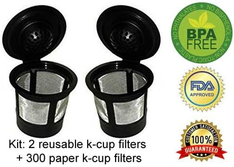 canFly K-cup Coffee Kit - Paper Single Serve Filter Ekobrew Compatible and 2 Plastic Filter Cups (302)
