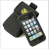 ＜SoftBank iPhone 4S／SoftBank iPhone 4／au iPhone 4S対応＞(ショルダーベルト用)シリコンケースに入れたままでも入るiPhoneケース(ウォークマンＸ、携帯電話、iPod classic、iPod touch対応)(バリスティックナイロン製/ブラック)