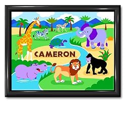 Wild Animals Large Gloss Black Personalized Print