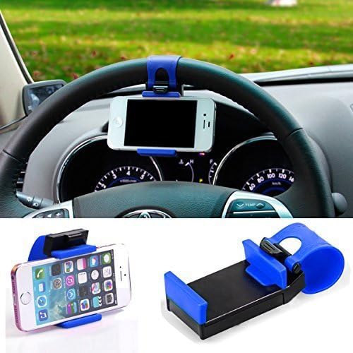 ELMASA Multi-functional mobile phone Holder / Mount / Clip / Buckle Socket Hands Free on Car Steering Wheel - Providing Better View Access to Your Phone (max screen size 4.8inch) for iPhone 6/5/5G/ 4/4S,HTC, Samsung Galaxy, PDA and Smart Cellphones - Blue
