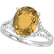 14K White Gold Citrine and Diamond Ring