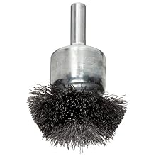Weiler Circular Flared Wire End Brush, Round Shank, Steel, Crimped Wire