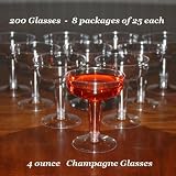 Box of 200 - 4 ounce Disposable Plastic Champagne Glasses