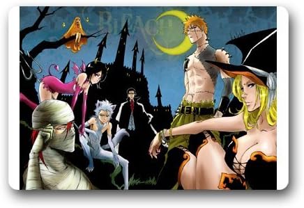 Abarai Renji Black Bleach Inoue Orihime Kuchiki Rukia Kurosaki Ichigo Matsumoto Rangiku Custom Outdoor Indoor Doormat Personalized Design Machine-Wahable Neoprene Rubber Doormat 23.6x15.7 Inch