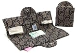 Tea Travel Compartment Wallet Made in USA 100% Cotton (Blue Paisley)