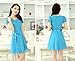Fasot Women's Summer Sweet Bowknot Princess Chiffon Ball Gown Cocktail Dress Blue