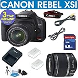 CANON REBEL XSI DIGITAL CAMERA BODY + CANON 18-55 IS LENS + 8GB MEMORY CARD + HOLSTER CASE + EXTRA BATTERY + 6 PIECE STARTER KIT + 3 YEAR CELLTIME WARRANTY