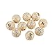 NBEADS 10PCS 12mm Gold Plated CZ Brass Micro Pave Setting Beads Clear Gemstones Cubic Zirconia Round Beads Bracelet Connector Charms Beads for Jewelry Making