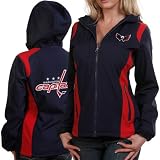 NHL Washington Capitals Ladies Navy Blue Softshell Full Zip Hoodie Jacket (Medium)