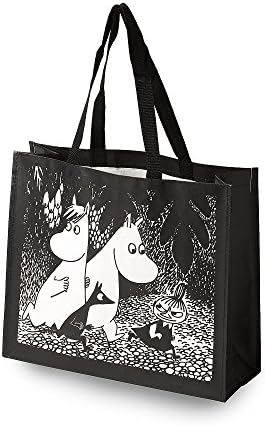 Moomin (Muumi) New Black Strong Reusable Waterproof Travelling Shopper Shopping Grocery Supermarket Market Tote Laundry Beach Storage School Children's Handbag Bag (1 Bag)