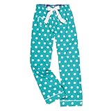 Youth I Sea Spots Aqua and White Polka Dot VIP Flannel Pants for lounging, sleep, sports. Unisex relaxed fit