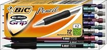 BIC Matic Grip Mechanical Pencil, HB No.2, 0.70 mm, BlacK/Blue/Green/Purple/Red/Metalic Silver, (MPG11), 12-Count