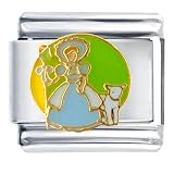 Animal Girl Herding Sheep Italian Charms Bracelet Link