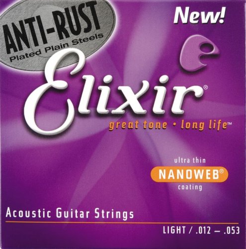 Elixir 80 20 Anti Rust Nanoweb Bronze Light Acoustic Guitar Strings