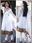 White Poly Georgette Salwar Suit