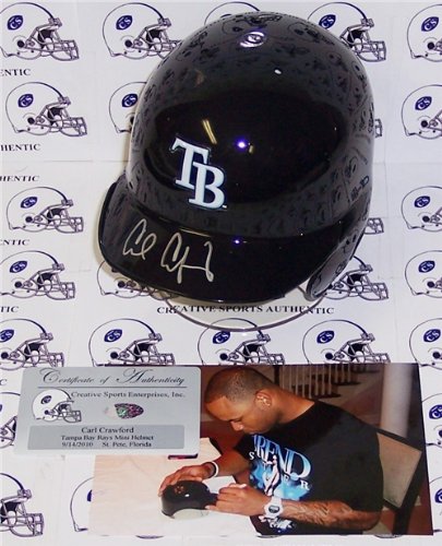Carl Crawford Autographed/Hand Signed Tampa Bay Rays Mini Helmet