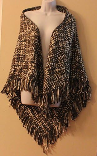 Women's Onyx and Birch Rockland Fringe Triangle Wrap. Thick Blanket Wrap Lined with Twisted Tassel Fringe. The Triangular Shape Goes with the Flow of Your Body and Is Tailor-made for Getting Cozy. 100% Acrylic. One Size Fits Most.