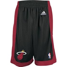 Miami Heat Black Youth 8 Inseam NBA Replica Basketball Shorts By Adidas Miami Heat Black Youth 8