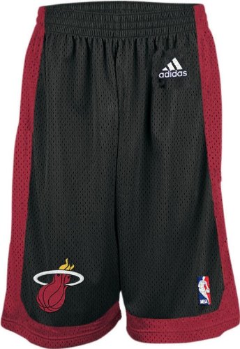 Miami Heat Black Youth 8" Inseam NBA Replica Basketball Shorts By Adidas (L=14-16)