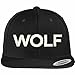 Trendy Apparel Shop Wolf Embroidered Flat Bill Snapback Ball Cap - Black