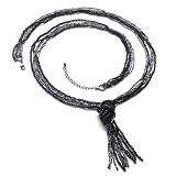 Image of Adrian Buckley Long hematite knot necklace with jet coloured seed beads