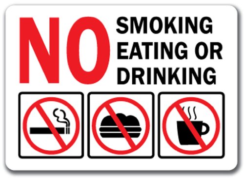 No Smoking Eating or Drinking Sign with Graphic - 10 x 14 OSHA Safety Sign