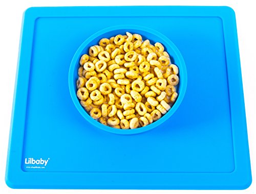 Placemat and Plate Suction Silicone by Lilbaby (Simple Bowl Design, Blue)