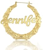 Personalized Bamboo Earrings (Pick Any Name) - 24k Gold Plated Personalized Bamboo Earrings (Pick Any Name) - 24k Gold Plated