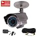 VideoSecu Day Night Infrared Outdoor CCTV Home Security Camera 1/3" SONY Super HAD CCD, with Power Supply Extension Cable and Security Warning DeCal 1OF