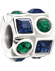 Authentic Chamilia Charm "Circle & Square" (Green & Blue) 2083-0405