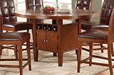 Modus Furniture Hudson Round Counter Table with Wine Storage Base, Mocha