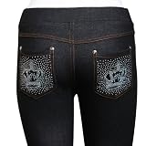 Origin Fashion Womens Designer Black Skinny Jeans Crown Design Long Leggings Jeggings Size UK 6-16