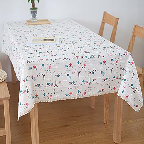 XQL Linen &amp; Cotton Simple Cartoon Printing Tablecloth Paris 55.1*55.1 inch