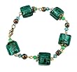 Bracelet - B74 - Murano Style Glass - Squares ~ Teal