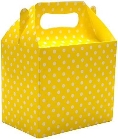 10 Yellow Polka Dots Spots Children's Birthday Party Colored Paper Lunch Loot Gift Boxes
