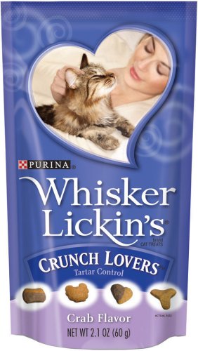 Whisker Lickins Crunch Lovers Cat Treats Crab Flavor, 2.1-Ounce Pouches (Pack of 20)