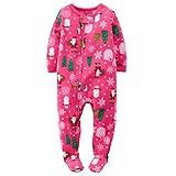 Carters Baby Girls Fleece Pajamas (4T, Pink Holiday Print)