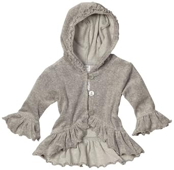 Baby Girls Infant Hooded Velour Ruffle Jacket