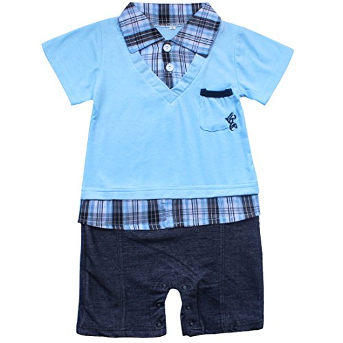 TIAOBU Baby Boys Short Sleeve V-neck Gentleman Romper Jumpsuit Clothes Outfits