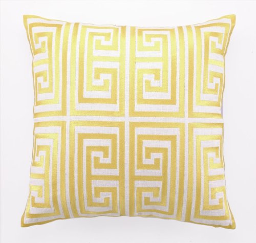 Trina Turk 20-Inch by 20-Inch Greek Key Down-Filled Pillow, Acid Yellow
