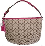 Coach Soho Signature Large Zip Hobo Handbag Khaki Berry Purple 11859