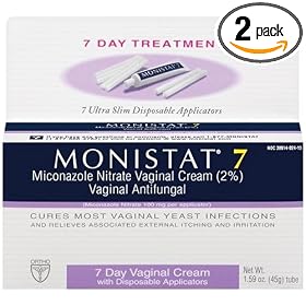 Monistat 7 Vaginal Antifungal Cream with Disposable Applicators, 1.59-Ounce Tubes (Pack of 2)
