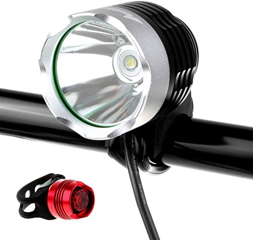 Antidull Waterproof Rechargeable Bike Headlight Work Over 6 Hours on Brightest Mode [ Powerful 1200 Lumens Super Bright 3 Modes ] 8800 Mah Full Capacity Battery Aluminum LED Bicycle Taillight Included