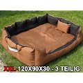 3-TEILIG XXL HUNDEBETT TIERBETT HUNDESOFA KISSEN HUNDEKORB + F�LLUNG BRAUN