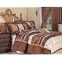 7 Pieces Brown and Beige Embroidered Floral Comforter Set Bed-in-a-bag King Size