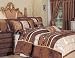7 Pieces Brown and Beige Embroidered Floral Comforter Set Bed-in-a-bag King Size
