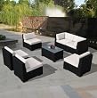 Genuine Ohana Outdoor Patio Wicker Sofa Sectional Furniture 7pc All Weather Couch Set with Free Patio Cover