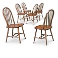6 Dark Oak Stain Kitchen Dining Arrow Back Chairs Set
